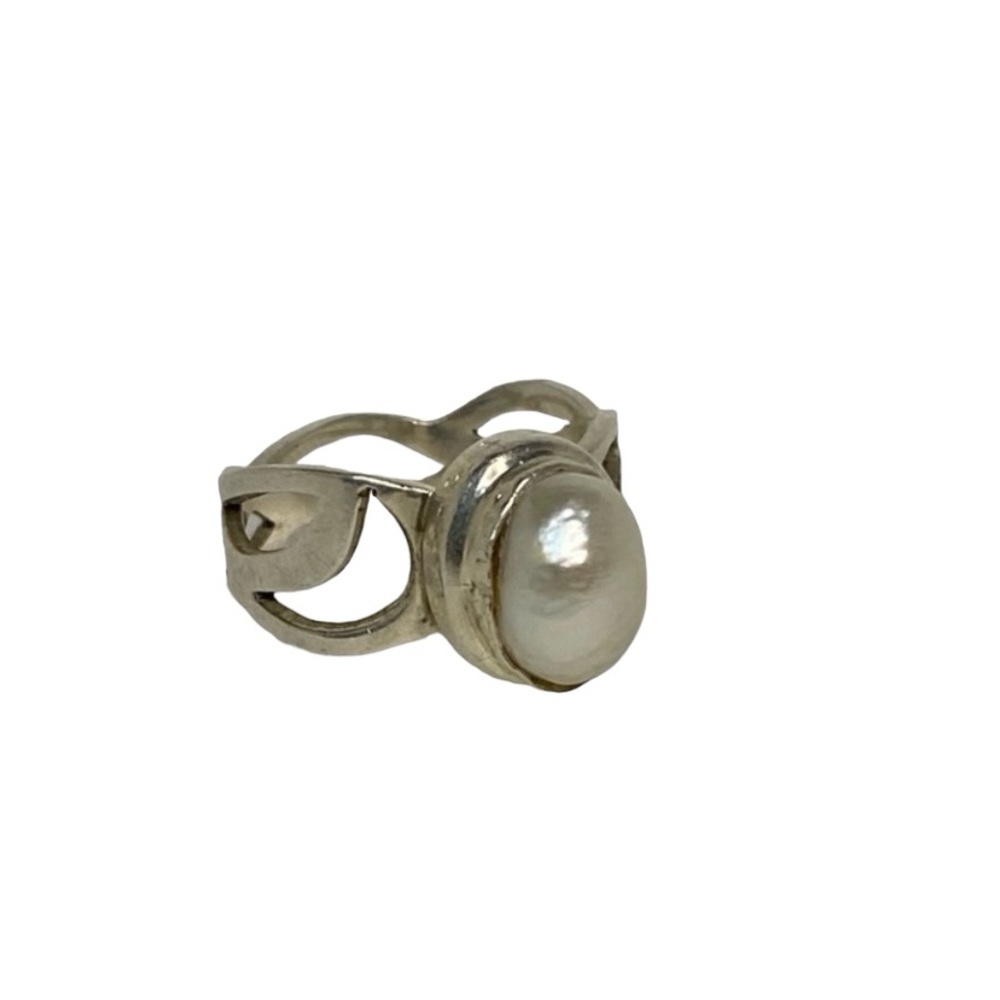 Vintage Sterling Silver Pearl Ring